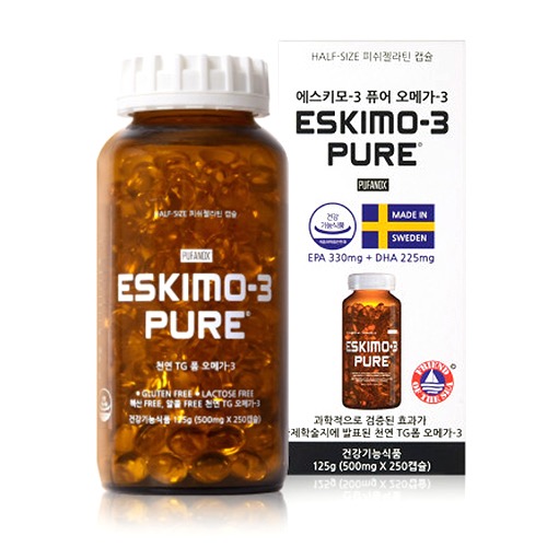 에스키모 -3 오메가3 퓨어 (125g, 250캡슐) / 천연라임향